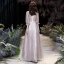 Victorian Style Blushing Pink See-through Evening Dresses  2020 A-Line / Princess High Neck Puffy 3/4 Sleeve Appliques Lace Beading Sequins Floor-Length / Long Ruffle Backless Formal Dresses