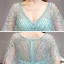 High-end Mint Green Evening Dresses  2020 Trumpet / Mermaid V-Neck 1/2 Sleeves Sash Rhinestone Beading Floor-Length / Long Ruffle Formal Dresses