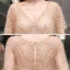 Haut de Gamme Doré Transparentes Robe De Soirée 2020 Trompette / Sirène V-Cou Manches Courtes Ceinture Perlage Train De Balayage Volants Robe De Ceremonie