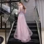 High-end Candy Roze Doorzichtige Avondjurken 2020 A lijn Vierkante Halslijn Lange Mouwen Veer Handgemaakt Kralen Rhinestone Pailletten Gordel Sweep Trein Ruche Gelegenheid Jurken