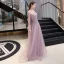 High-end Candy Roze Doorzichtige Avondjurken 2020 A lijn Vierkante Halslijn Lange Mouwen Veer Handgemaakt Kralen Rhinestone Pailletten Gordel Sweep Trein Ruche Gelegenheid Jurken