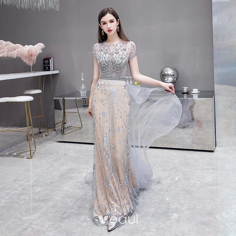 Mermaid Long Sleeves Ivory Lace Wedding Dresses Modern Sheer Tulle See  Through Back Evening Dresses – Ballbella