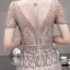 Haut de Gamme Champagne Transparentes Robe De Soirée 2020 Trompette / Sirène Encolure Carrée Sans Manches Fait main Perlage Train De Balayage Robe De Ceremonie