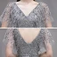 Luxe Gris Robe De Soirée 2020 Trompette / Sirène V-Cou Manches Courtes Paillettes Perlage Train De Balayage Dos Nu Robe De Ceremonie