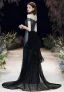 Chic / Belle Argenté Noire Robe De Soirée 2020 Trompette / Sirène De l'épaule Manches Courtes Glitter Polyester Détachable Train De Balayage Dos Nu Robe De Ceremonie