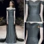 Chic / Belle Argenté Noire Robe De Soirée 2020 Trompette / Sirène De l'épaule Manches Courtes Glitter Polyester Détachable Train De Balayage Dos Nu Robe De Ceremonie