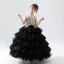 Illusion Black See-through Birthday Flower Girl Dresses 2020 Ball Gown Scoop Neck Sleeveless Gold Flower Appliques Lace Beading Floor-Length / Long Cascading Ruffles