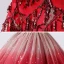 Chic / Belle Rouge Anniversaire Robe Ceremonie Fille 2020 Robe Boule Encolure Dégagée Manches Courtes Paillettes Gland Glitter Tulle Longue Volants