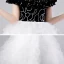 Chic / Beautiful Black White See-through Birthday Flower Girl Dresses 2020 Ball Gown Scoop Neck Puffy Short Sleeve Sequins Floor-Length / Long Ruffle