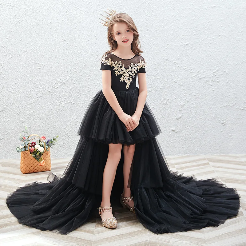 slim fit dress slacks Girls Black Prom Dresses Children's Birthday Dresses Girls Pageant Dresses main image 0