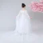 Chic / Beautiful White See-through Flower Girl Dresses 2020 A-Line / Princess Scoop Neck Sleeveless Appliques Lace Beading Watteau Train Ruffle