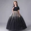 Starry Sky Navy Blue Birthday Flower Girl Dresses 2020 Ball Gown Scoop Neck Short Sleeve Star Sequins Floor-Length / Long Ruffle