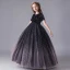 Starry Sky Navy Blue Birthday Flower Girl Dresses 2020 Ball Gown Scoop Neck Short Sleeve Star Sequins Floor-Length / Long Ruffle
