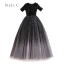 Starry Sky Navy Blue Birthday Flower Girl Dresses 2020 Ball Gown Scoop Neck Short Sleeve Star Sequins Floor-Length / Long Ruffle