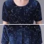 Starry Sky Navy Blue Birthday Flower Girl Dresses 2020 Ball Gown Scoop Neck Short Sleeve Star Sequins Floor-Length / Long Ruffle
