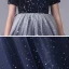 Starry Sky Navy Blue Birthday Flower Girl Dresses 2020 Ball Gown Scoop Neck Short Sleeve Star Sequins Floor-Length / Long Ruffle