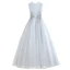 Vintage / Retro Grey Birthday Flower Girl Dresses 2020 Ball Gown See-through High Neck Sleeveless Appliques Lace Beading Sequins Tulle Floor-Length / Long Ruffle