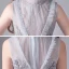 Vintage / Retro Grey Birthday Flower Girl Dresses 2020 Ball Gown See-through High Neck Sleeveless Appliques Lace Beading Sequins Tulle Floor-Length / Long Ruffle