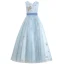 Chic / Beautiful Sky Blue Birthday Flower Girl Dresses 2020 A-Line / Princess Scoop Neck Sleeveless Appliques Sequins Bow Sash Floor-Length / Long Ruffle