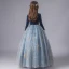 Chic / Beautiful Ink Blue Suede Winter Birthday Flower Girl Dresses 2020 Ball Gown Scoop Neck 3/4 Sleeve Appliques Star Sequins Floor-Length / Long Ruffle