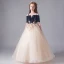 Chic / Beautiful Champagne Birthday Flower Girl Dresses 2020 Ball Gown Spaghetti Straps Off-The-Shoulder Short Sleeve Backless Flower Appliques Lace Floor-Length / Long Ruffle