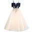Chic / Beautiful Champagne Birthday Flower Girl Dresses 2020 Ball Gown Spaghetti Straps Off-The-Shoulder Short Sleeve Backless Flower Appliques Lace Floor-Length / Long Ruffle