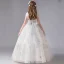 Chic / Belle Ivoire Anniversaire Robe Ceremonie Fille 2020 Robe Boule Encolure Dégagée Sans Manches Appliques Étoile Paillettes Noeud Ceinture Longue Volants