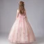 Chic / Beautiful Blushing Pink Birthday Flower Girl Dresses 2020 Ball Gown Scoop Neck Sleeveless Appliques Star Sequins Bow Sash Floor-Length / Long Ruffle