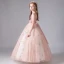 Chic / Beautiful Blushing Pink Birthday Flower Girl Dresses 2020 Ball Gown Scoop Neck Sleeveless Appliques Star Sequins Bow Sash Floor-Length / Long Ruffle