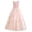 Chic / Beautiful Blushing Pink Birthday Flower Girl Dresses 2020 Ball Gown Scoop Neck Sleeveless Appliques Star Sequins Bow Sash Floor-Length / Long Ruffle
