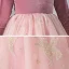 Chic / Beautiful Candy Pink Suede Winter Birthday Flower Girl Dresses 2020 Ball Gown Scoop Neck 3/4 Sleeve Appliques Star Sequins Floor-Length / Long Ruffle