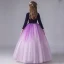 Modest / Simple Purple Gradient-Color Suede Winter Birthday Flower Girl Dresses 2020 Ball Gown Scoop Neck 3/4 Sleeve Floor-Length / Long Ruffle