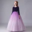Modest / Simple Purple Gradient-Color Suede Winter Birthday Flower Girl Dresses 2020 Ball Gown Scoop Neck 3/4 Sleeve Floor-Length / Long Ruffle