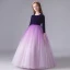 Modest / Simple Purple Gradient-Color Suede Winter Birthday Flower Girl Dresses 2020 Ball Gown Scoop Neck 3/4 Sleeve Floor-Length / Long Ruffle