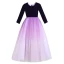 Modest / Simple Purple Gradient-Color Suede Winter Birthday Flower Girl Dresses 2020 Ball Gown Scoop Neck 3/4 Sleeve Floor-Length / Long Ruffle