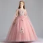Flower Fairy Pearl Pink See-through Birthday Flower Girl Dresses 2020 Ball Gown Scoop Neck Sleeveless Appliques Flower Beading Pearl Watteau Train Ruffle