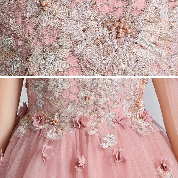 Flower Fairy Pearl Pink See-through Birthday Flower Girl Dresses 2020 Ball Gown Scoop Neck Sleeveless Appliques Flower Beading Pearl Watteau Train Ruffle