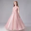 Vintage / Retro Pearl Pink See-through Birthday Flower Girl Dresses 2020 Ball Gown High Neck Sleeveless Appliques Lace Beading Sequins Tulle Floor-Length / Long Ruffle