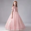 Vintage / Retro Pearl Pink See-through Birthday Flower Girl Dresses 2020 Ball Gown High Neck Sleeveless Appliques Lace Beading Sequins Tulle Floor-Length / Long Ruffle
