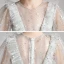 Style Victorien Gris Transparentes Anniversaire Robe Ceremonie Fille 2020 Princesse Encolure Dégagée Gonflée Manches Longues Glitter Étoile Longue Volants