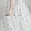 Style Victorien Gris Transparentes Anniversaire Robe Ceremonie Fille 2020 Princesse Encolure Dégagée Gonflée Manches Longues Glitter Étoile Longue Volants