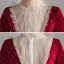 Chic / Beautiful Burgundy Suede Winter Flower Girl Dresses 2020 Ball Gown See-through High Neck 3/4 Sleeve Beading Sequins Tulle Floor-Length / Long Ruffle