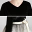 Chic / Beautiful Black White Suede Birthday Flower Girl Dresses 2020 Ball Gown 3/4 Sleeve V-Neck Star Sequins Sash Floor-Length / Long Ruffle