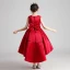 Modest / Simple Red Satin Birthday Flower Girl Dresses 2020 Ball Gown Scoop Neck Sleeveless Bow Sash Asymmetrical Ruffle