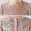 Chic / Beautiful Lilac Birthday Flower Girl Dresses 2020 Ball Gown Scoop Neck 3/4 Sleeve Gold Sequins Floor-Length / Long Ruffle
