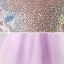 Chic / Beautiful Lilac Birthday Flower Girl Dresses 2020 Ball Gown Scoop Neck 3/4 Sleeve Gold Sequins Floor-Length / Long Ruffle