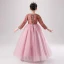 Chic / Beautiful Candy Pink Winter Birthday Flower Girl Dresses 2020 Ball Gown V-Neck Long Sleeve Rose Gold Sequins Floor-Length / Long Ruffle