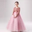 Chic / Beautiful Candy Pink Winter Birthday Flower Girl Dresses 2020 Ball Gown V-Neck Long Sleeve Rose Gold Sequins Floor-Length / Long Ruffle