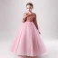 Chic / Beautiful Candy Pink Winter Birthday Flower Girl Dresses 2020 Ball Gown V-Neck Long Sleeve Rose Gold Sequins Floor-Length / Long Ruffle