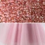 Chic / Beautiful Candy Pink Winter Birthday Flower Girl Dresses 2020 Ball Gown V-Neck Long Sleeve Rose Gold Sequins Floor-Length / Long Ruffle